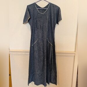 VTG 1930'S Pinafore Apron with Crochet Trim